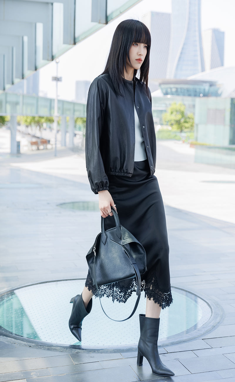 Lace Satin Skirt