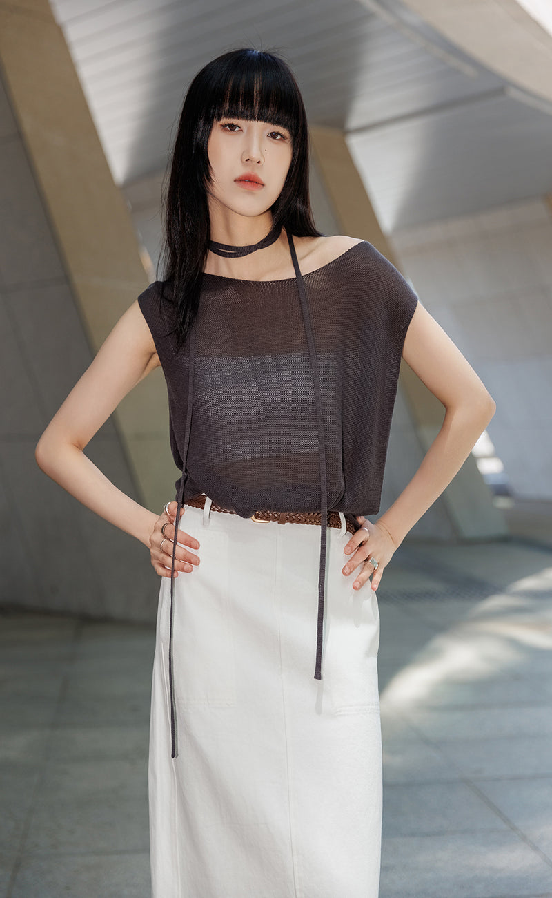 Tie Neck Knit Top