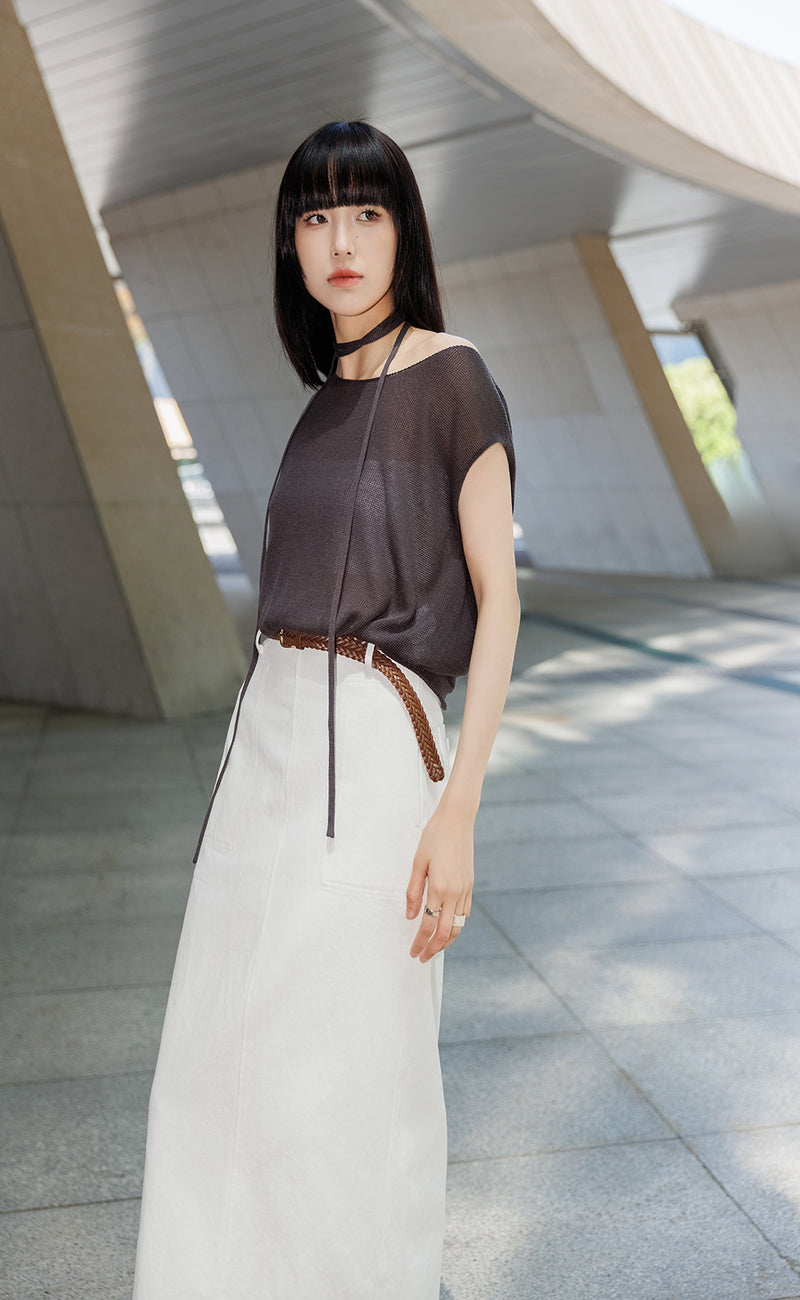 Tie Neck Knit Top