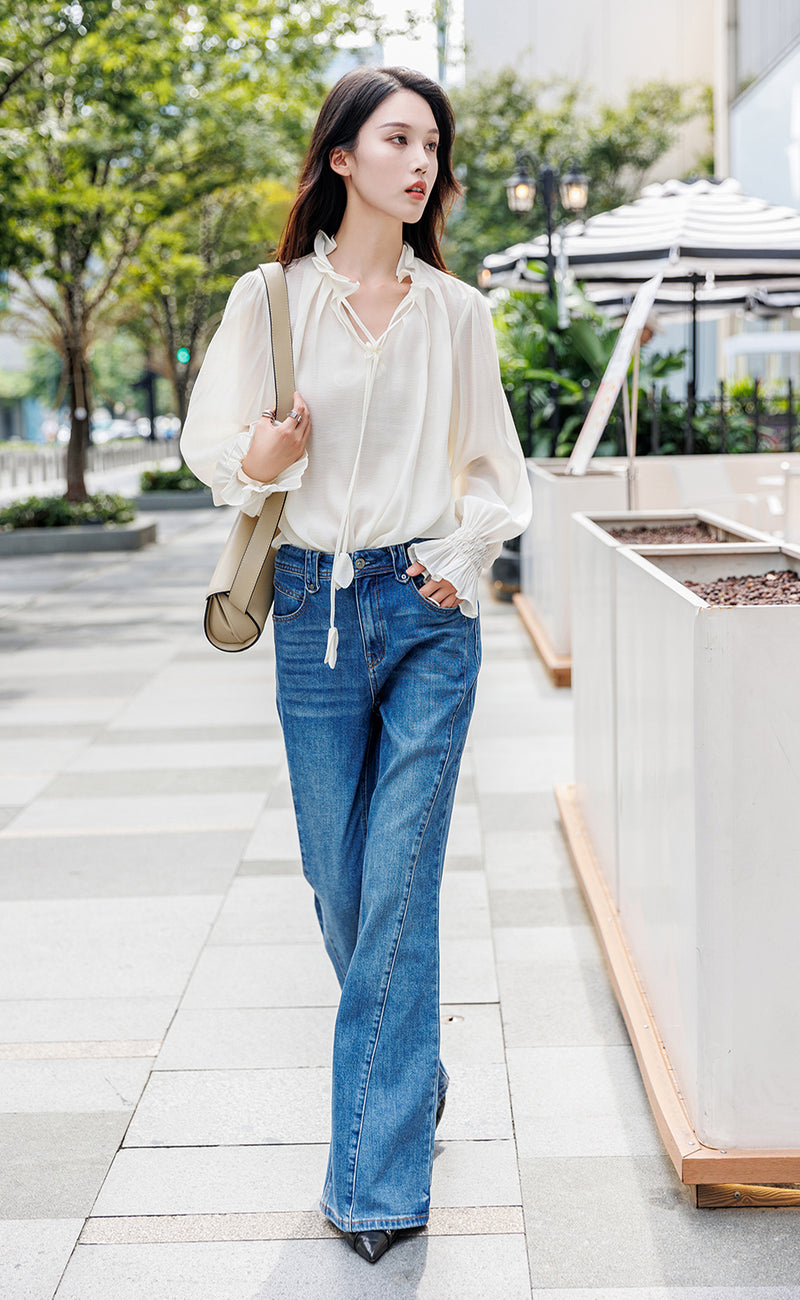 Ruffle Tie Front Blouse