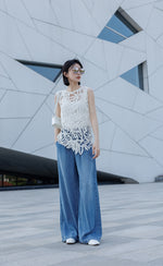 Stone Wash Wide Leg Jeans