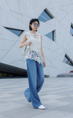 Stone Wash Wide Leg Jeans