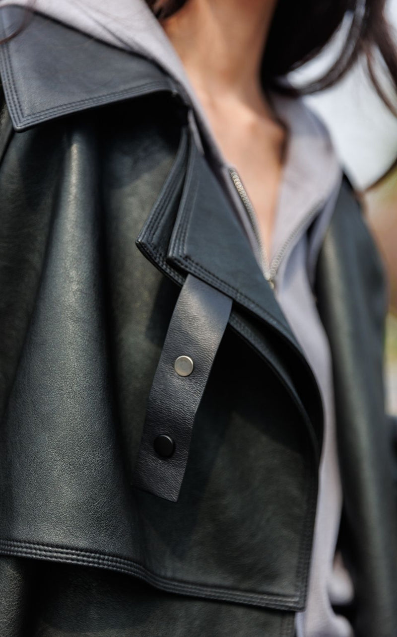 Vegan Leather Trench Coat