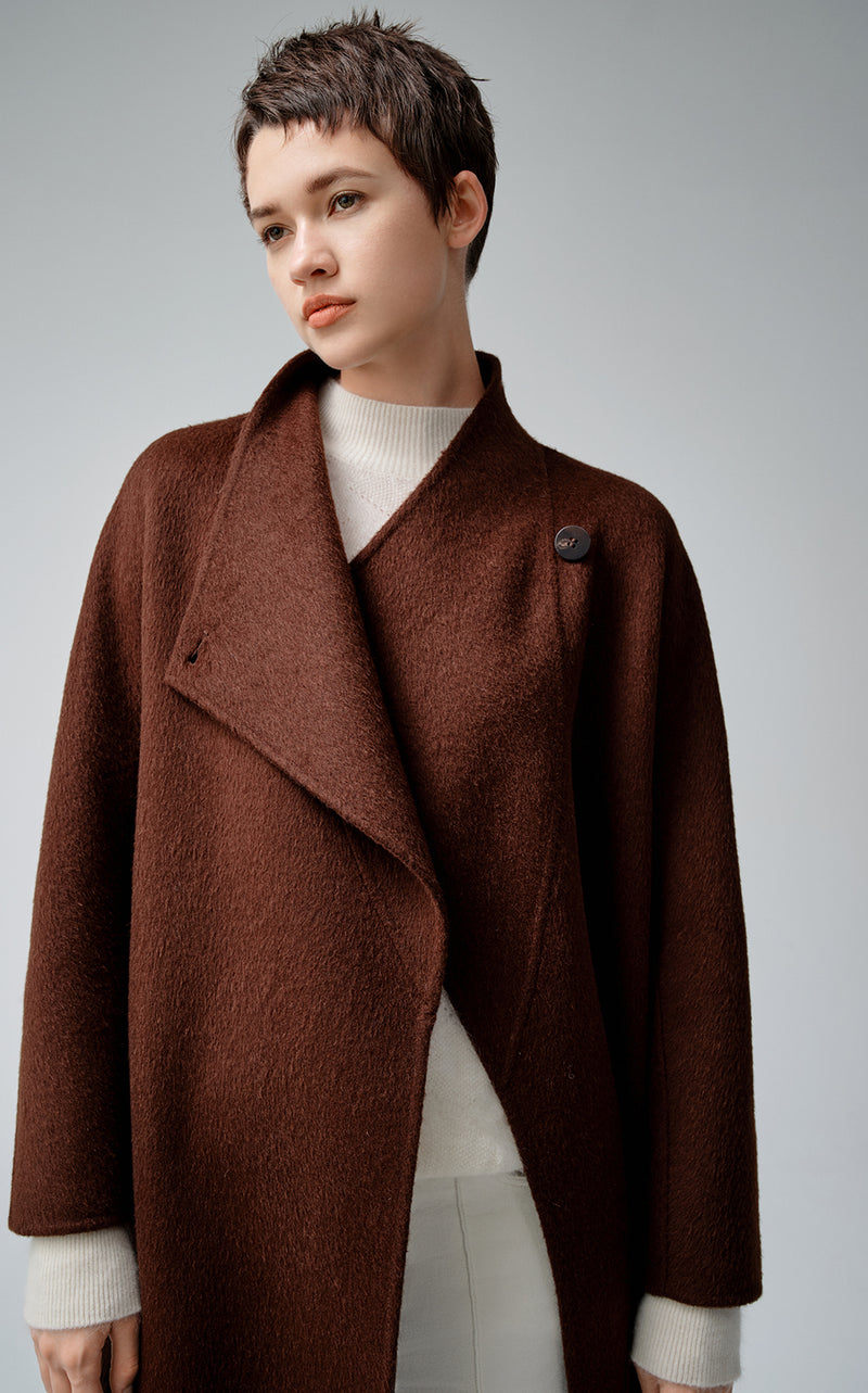 Belted Double Breast Alpaca Wool Coat