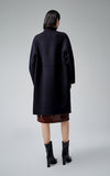 Mock Neck Side Button Long Wool Coat