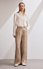 Pleated Wide Leg Linen Pants