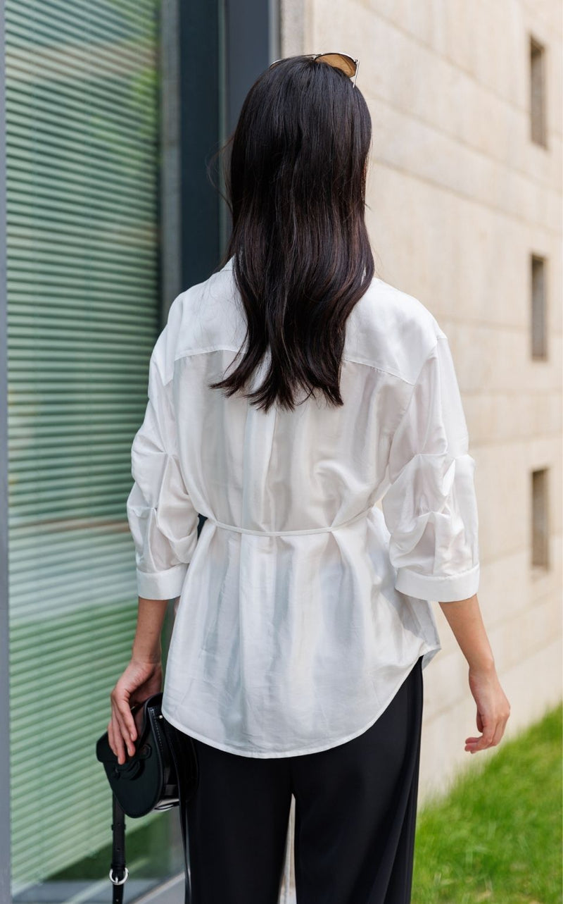 Belted Satin Shirt