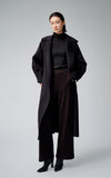 Leather Waist Trim Wide Leg Pants