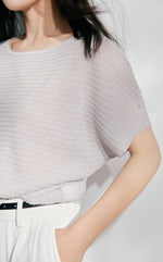 Boat Neck Texture Knit Top