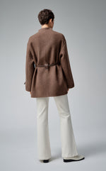 Leather Belted Wool Coat