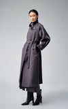 Leather Buckle Alpaca Long Wool Coat