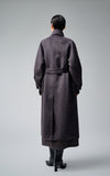 Leather Buckle Alpaca Long Wool Coat