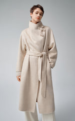 Knot Button Long Wool Coat