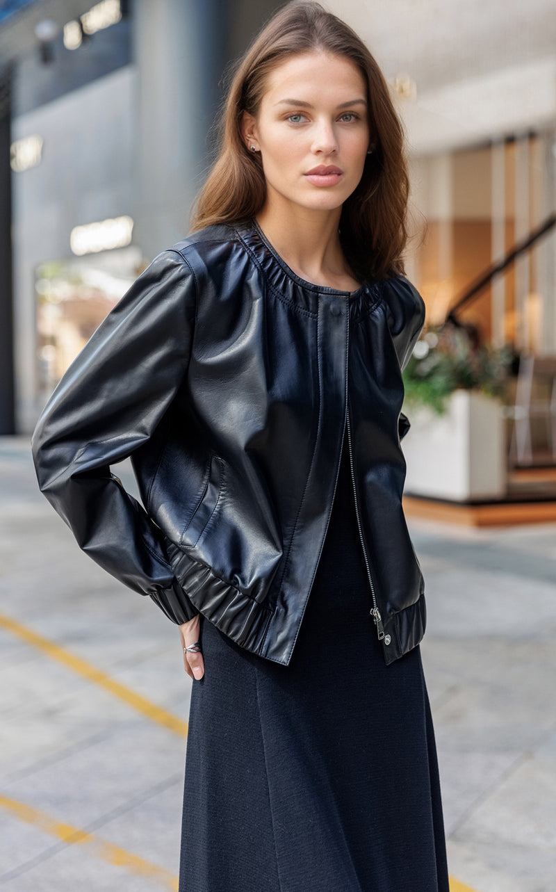 Leather Bomber Jacke