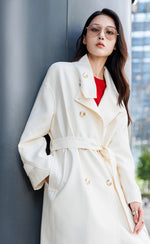 Mock Neck Double Breasted Trench Coat