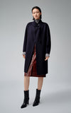 Mock Neck Side Button Long Wool Coat