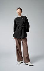 Leather Buckle Belted Wool Coat