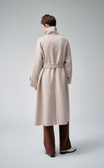 Mock Neck Button Alpaca Coat