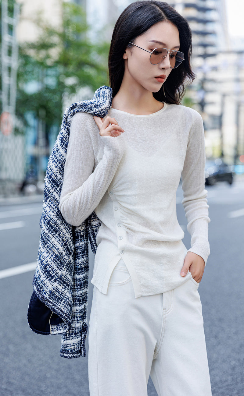 Side Rached Knit Top