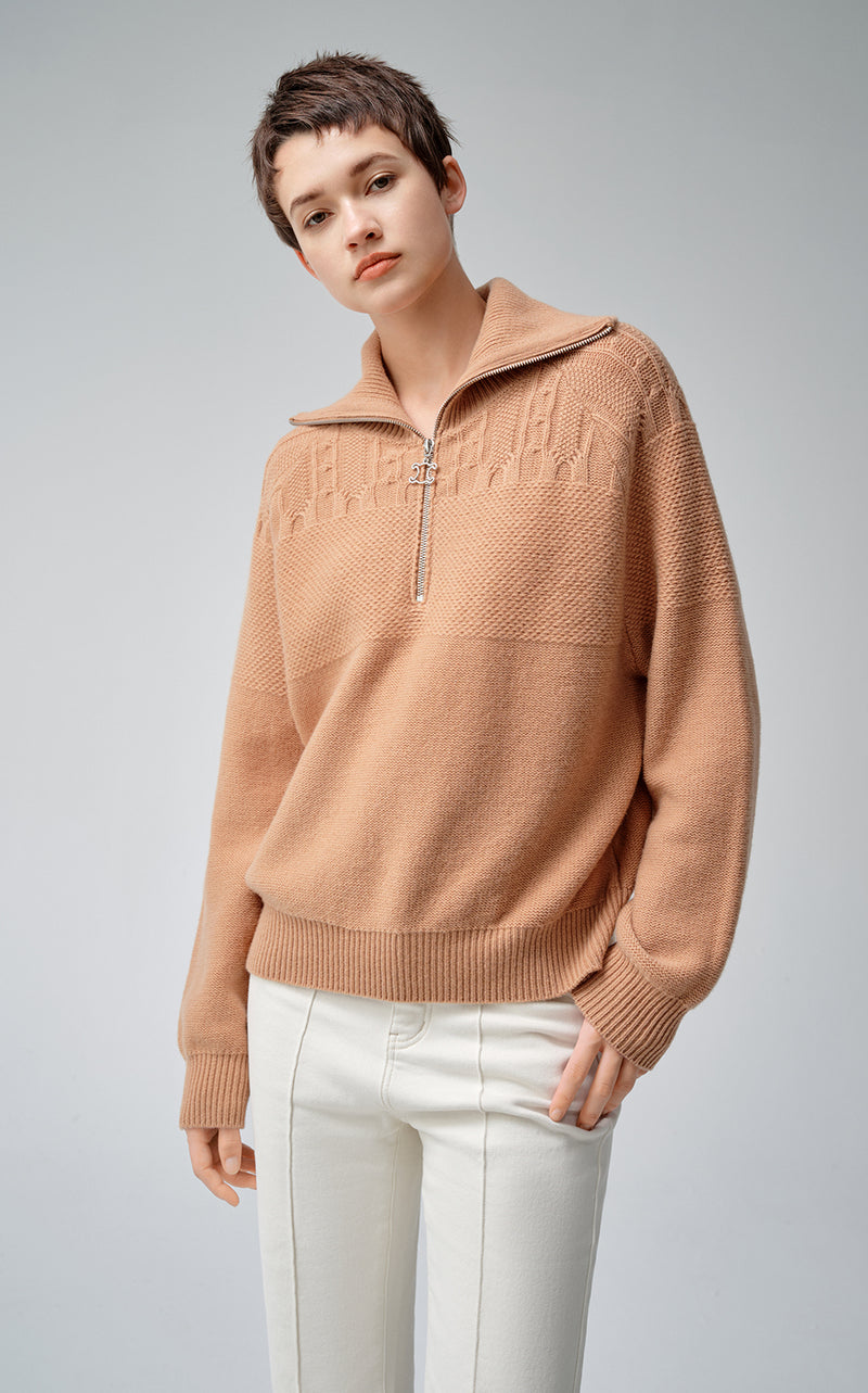 Half Zip Texture Sweater