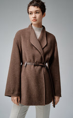 Leather Belted Wool Coat