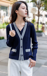 QCAGC230041 2 in 1 V Neck Cardigan