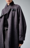 Leather Buckle Alpaca Long Wool Coat