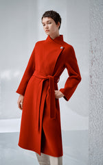 Side Button Long Wool Coat